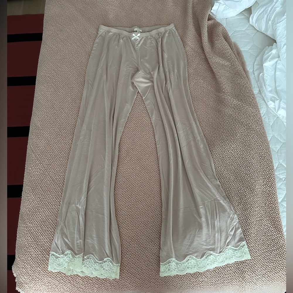 Eberjey Cream Lace Trim Pajama Pants